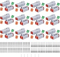 Vista 15 de Kit de conectores Deutsch de 194 piezas, 2 pares, 2 3 4 6 8 12 pines, conector eléctrico impermeable gris con contactos estampados y tapones