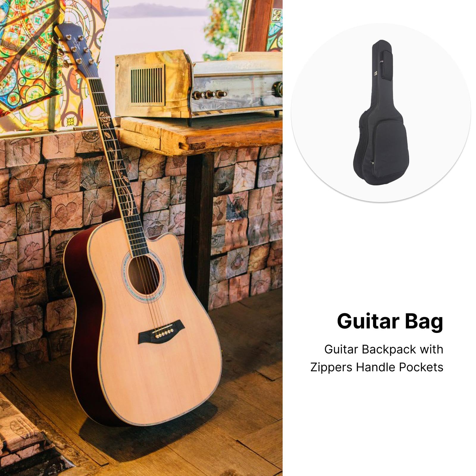 Custodia per chitarra imbottita da 36 a 38 pollici con spallacci regolabili, morbida, impermeabile, portatile, in Oxford, per chitarra