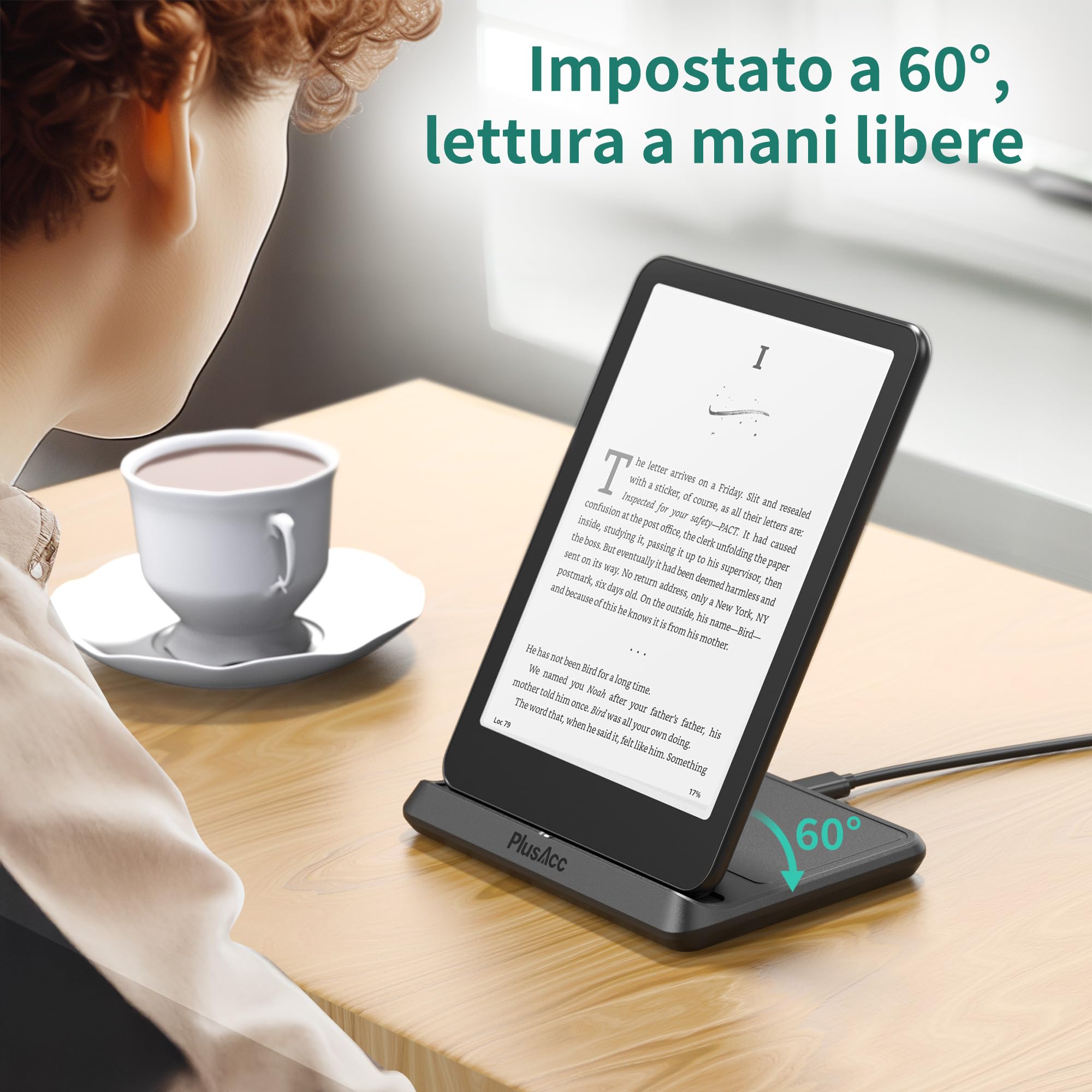 PlusAcc Dock di ricarica wireless per Kindle Paperwhite Signature Editions (versioni 2022 e 2024), Colorsoft Signature Edition e smartphone, supporto pieghevole per caricabatterie compatibile con