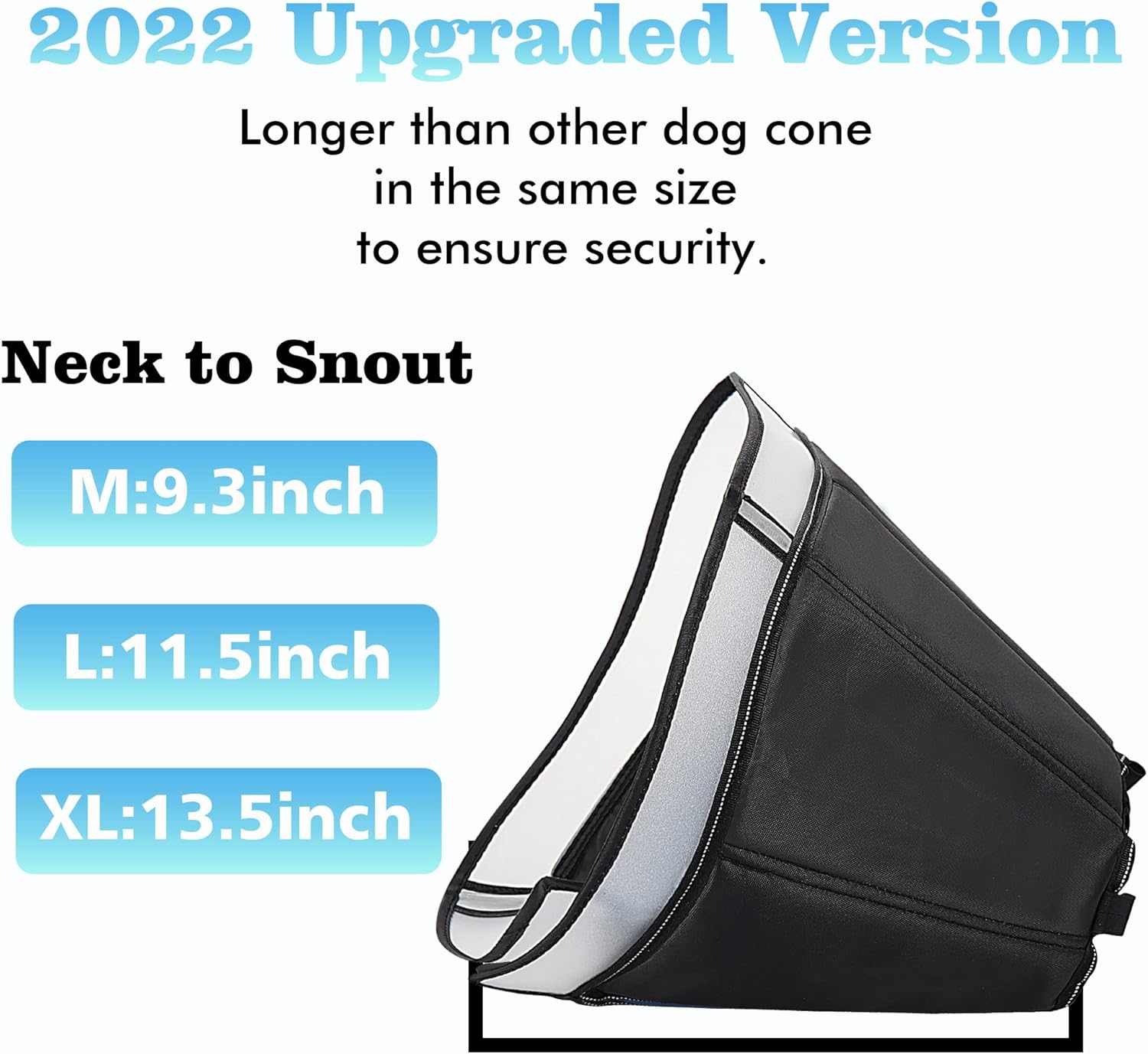 Dog Cone Collar for After Surgery, Soft Pet Recovery Collar for Dogs and Cats, Adjustable Cone Collar Protective Collar for Large Medium Small Dogs Wound Healing (Black, Large)