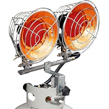 Avenger FBDTP30 Infra-Red Tank Top Outdoor Heater for Use with Propane Gas Tanks for Camping, Patios, and More, Double Burner, 30,000 BTU, Silver