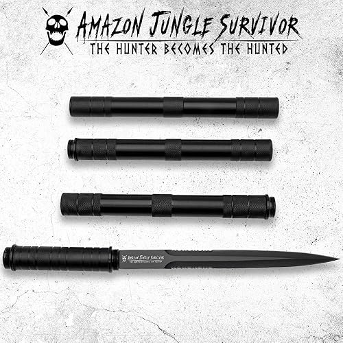 Miniatura 5 de Tienda Jungle Survivor - Lanza de desmontaje  Hoja de acero inoxidable 2Cr13 con acabado no reflectante, eje de acero texturizado, funda de