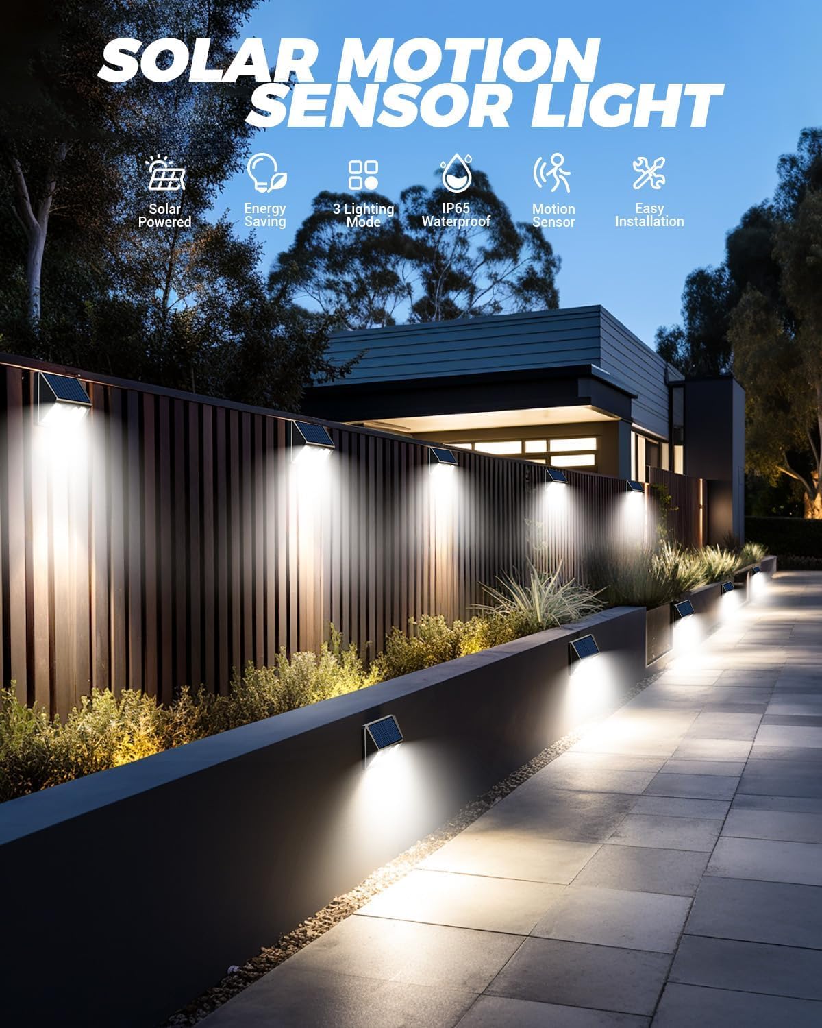 vighep Solar Lights Outdoor Garden, Led Motion Sensor Security Lights IP65 Waterproof, 3 Lighting Modes - Image 2