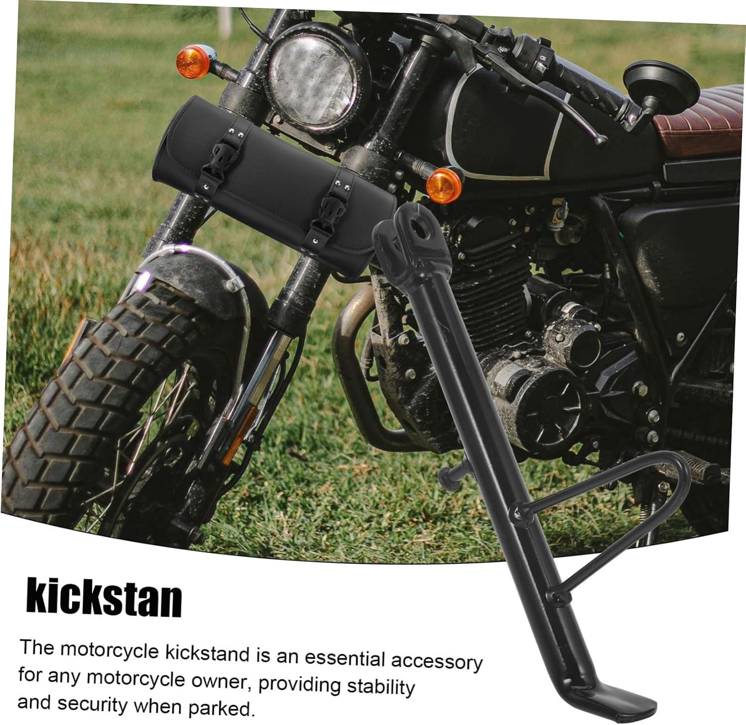 Motorcycle Kickstand Side Stand with Spring and Screws Support for Electric Scooters and Motorcycles Prevents Tipping Grass Gravel Easy Installation