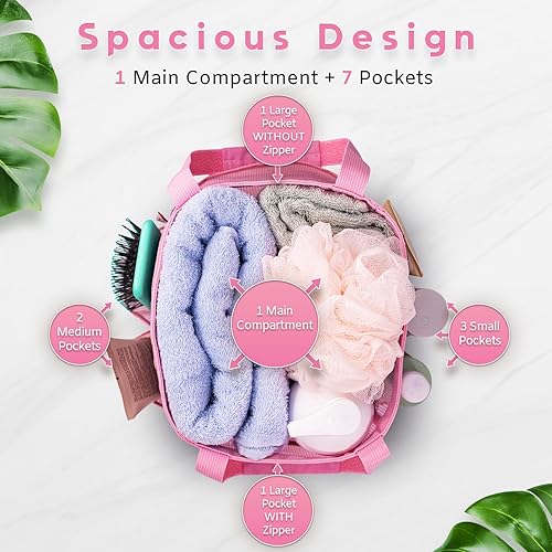 Miniatura 7 de Bolsa de ducha de malla de 10.2 x 9.9 pulgadas, de secado rápido, con cremallera y 2 bolsillos. Bolsa de ducha portátil, ideal para gimnasio,