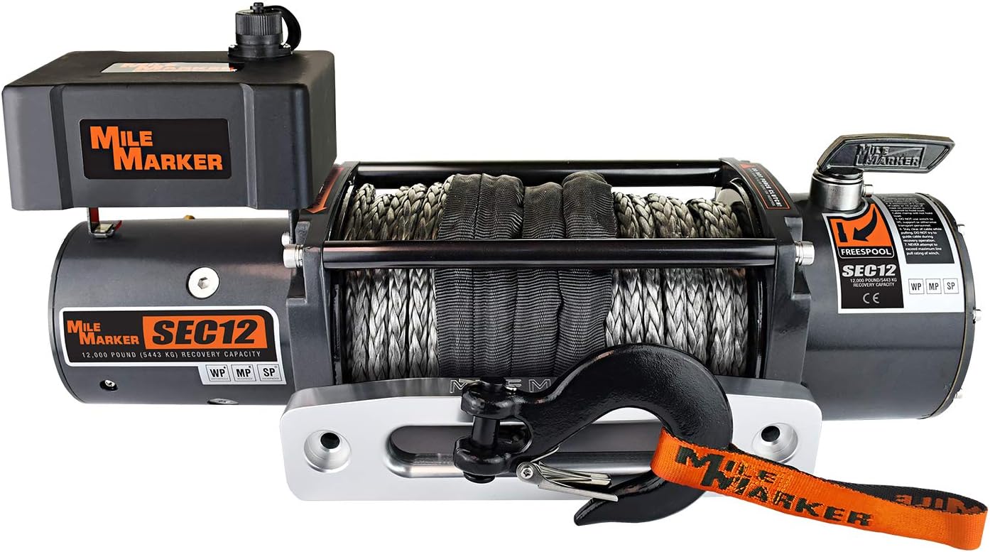 Black Friday - 80% OFF Mile Marker SEC12 12,000 Pound Jeep/Truck/SUV Electric Winch with Synthetic Rope (12,000 lb. Capacity)