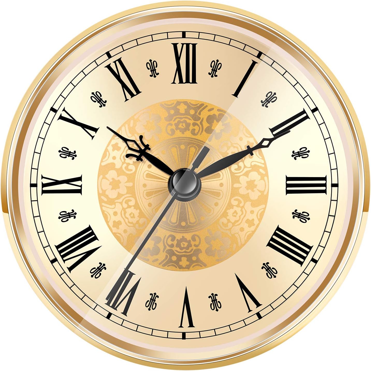 Hicarer 4.3 Inch/ 110 mm Quartz Clock Insert, Gold Trim, Roman Numeral, Quartz Movement