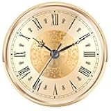 Hicarer 4.3 Inch/ 110 mm Quartz Clock Insert, Gold Trim, Roman Numeral, Quartz Movement