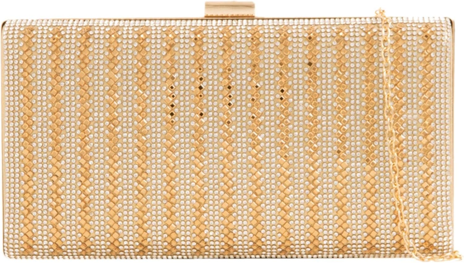 Girly HandBags Womens Gemstones Compact Clutch Bag Gold