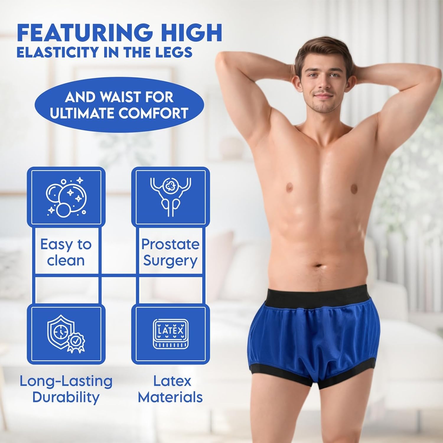 Adult Diaper Cover Waterproof, Reusable Incontinence Plastic Pants Underwear, High Waist Leakproof Absorbent Rubber Diapers