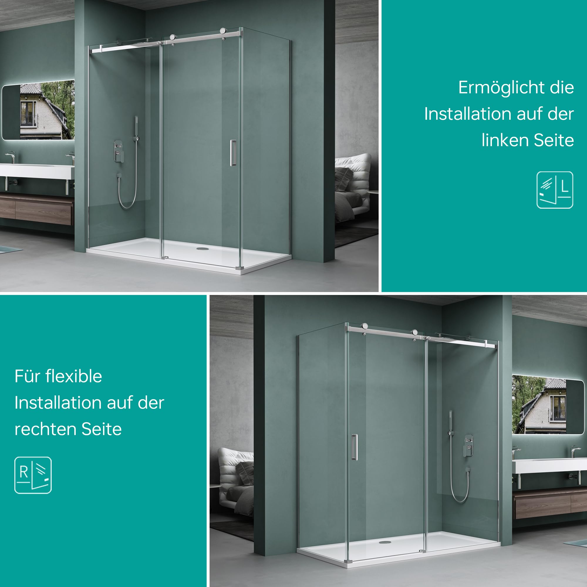 Mai & Mai Duschkabine 90x120 cm Eckdusche Dusche mit Schiebetür | 8mm ESG-Sicherheitsglas beidseitige NANO-Beschichtung R-17
