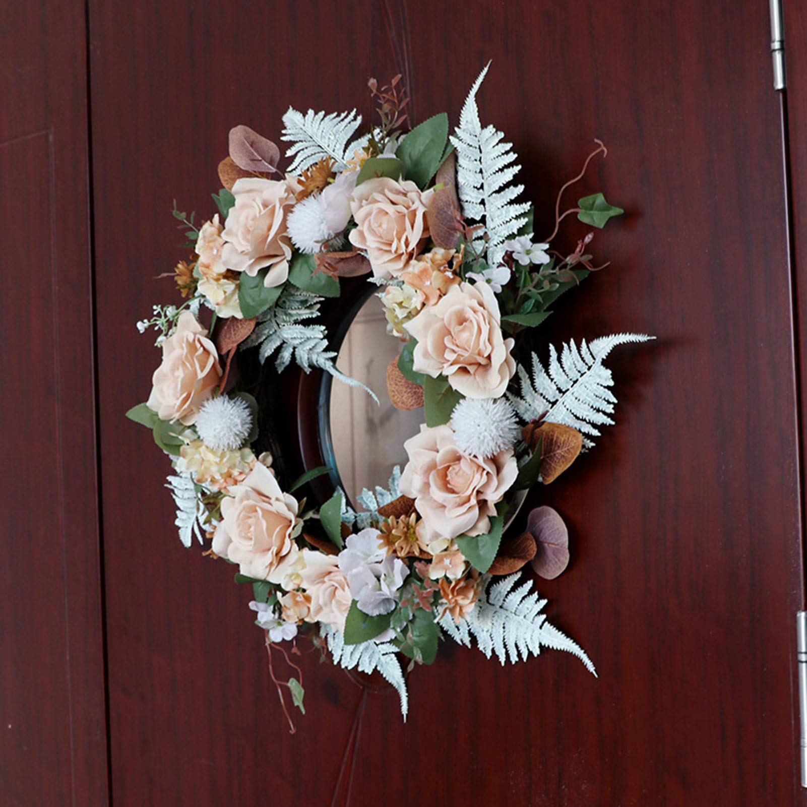 LIU- Retro Cremefarbe Rose Hortensie Kranz Handgemachte Frühling Sommer Vordere Tür Kranz Für Home Bauernhaus Hochzeitsort Dekor Fotografie Requisiten