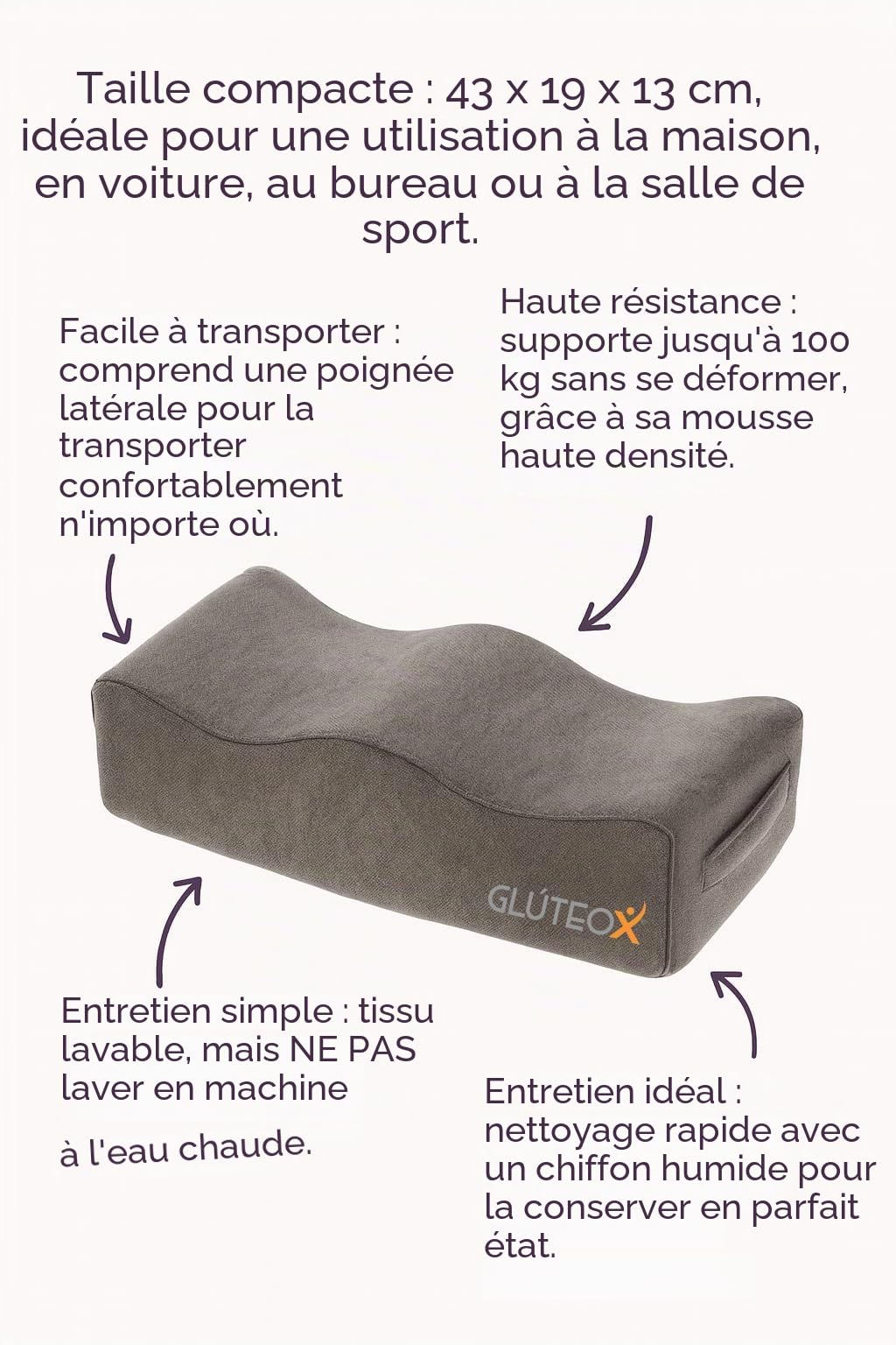 Coussin rehausseur de Fesses – Oreiller Ergonomique pour Silhouette définie et Posture BBL – Idéal pour l'exercice, Le Yoga et Le Pilates – Confort et Style à la Maison, au Bureau ou en
