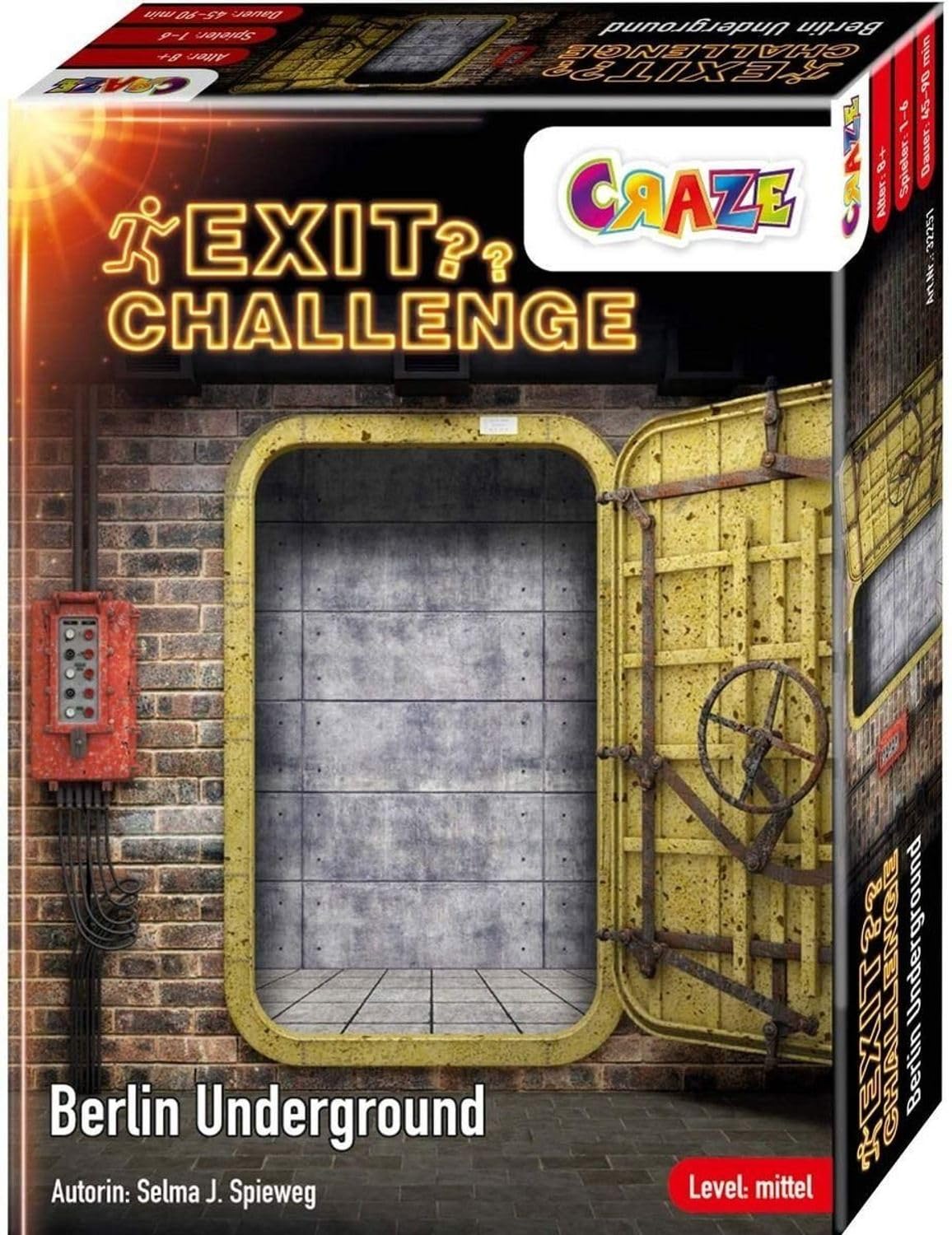 CRAZE Exit Challenge Berlin Underground - Gioco Da Tavolo Escape Room, Da 8 Anni, 1-6 Giocatori, Livello Medio