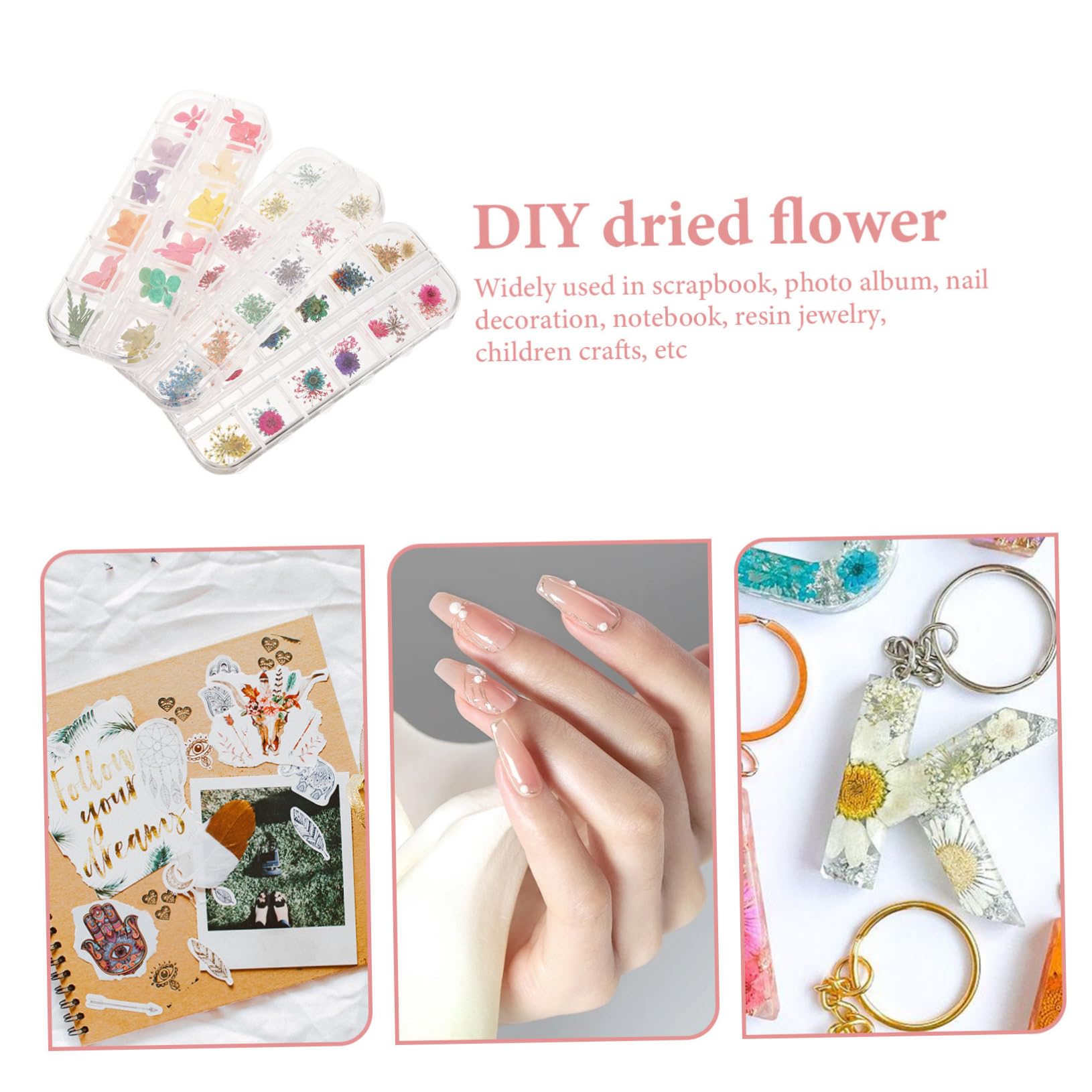 ABOOFAN 9 Cases Fleurs Séchées Remplies D'époxy Ongles De Marguerite Stickers Artisanat De Fleurs Séchées Séché Fleur Séchée Décor Floral Fleurs Séchées Naturelles