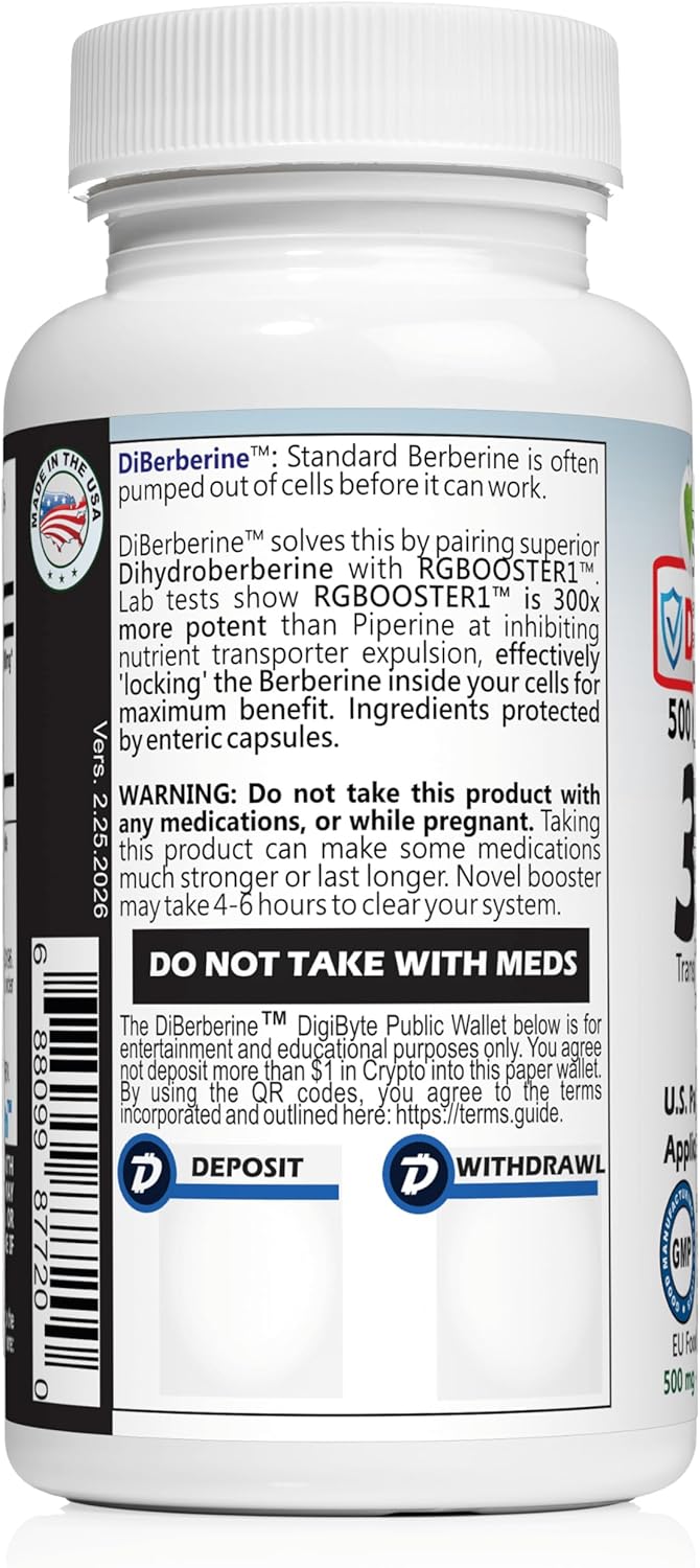 REVGENETICS DiBerberine™ Proprietary Blend 500mg Supplement Enteric Coated | DHB Berberine Weight Support | AMPK Activation | 30 Capsules | DiBerberine 300x