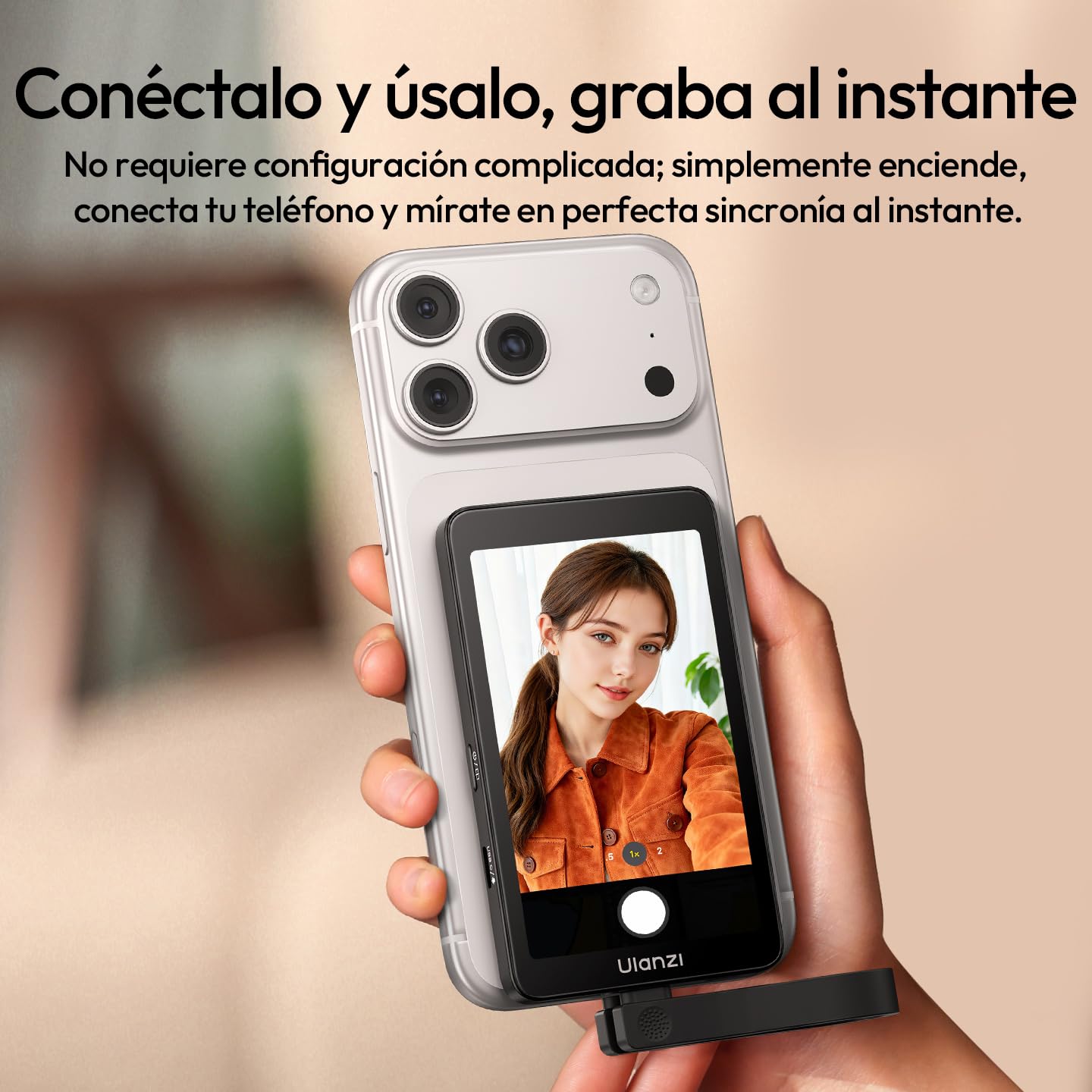 ULANZI VM1 Monitor Magnético para Selfie para Móvil, 4K 60 FPS Pantalla Magsafe para Vlog, Plug & Play, 3 Niveles de Brillo, USB-C 60W para iPhone 17-15, Cámara Trasera Android, TikTok Youtube