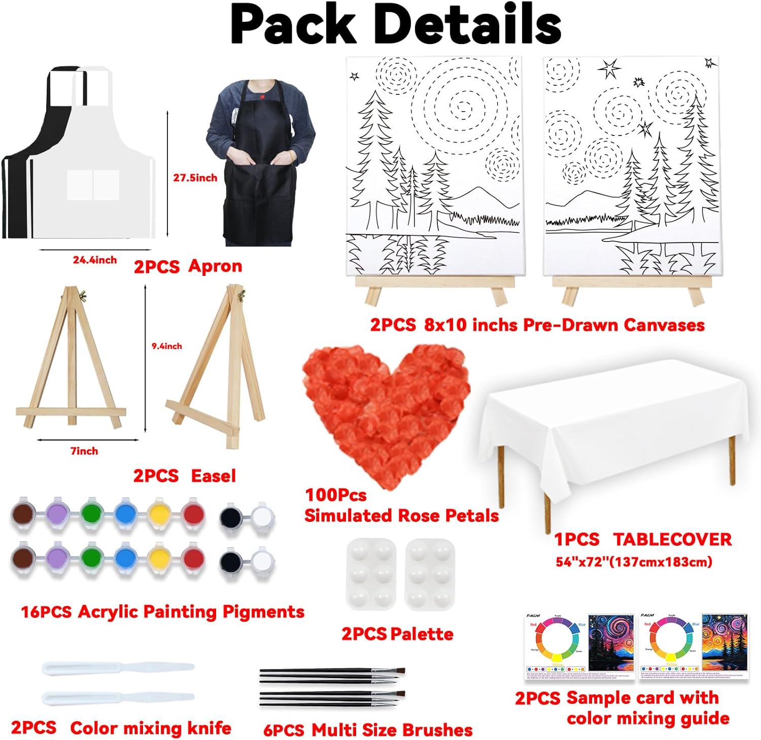 PAILIM 2 Pack Sip and Paint Kit for Adults Couples Painting Kit Pre Drawn Canvas to Paint at Home Date Night Party Favor Supplies Art Painting Set Couples Activity Starry 8x10