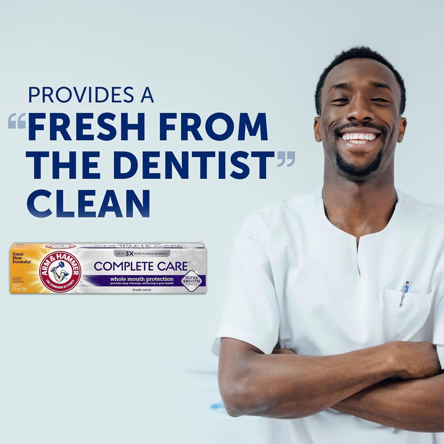 ARM & HAMMER Toothpaste Complete Care Whole Mouth Protection, 6 Pack, Fresh Mint, Anticavity Fluoride Toothpaste with Baking Soda, Whitening Enamel Strengthening Paste, Travel Size 0.9 Oz