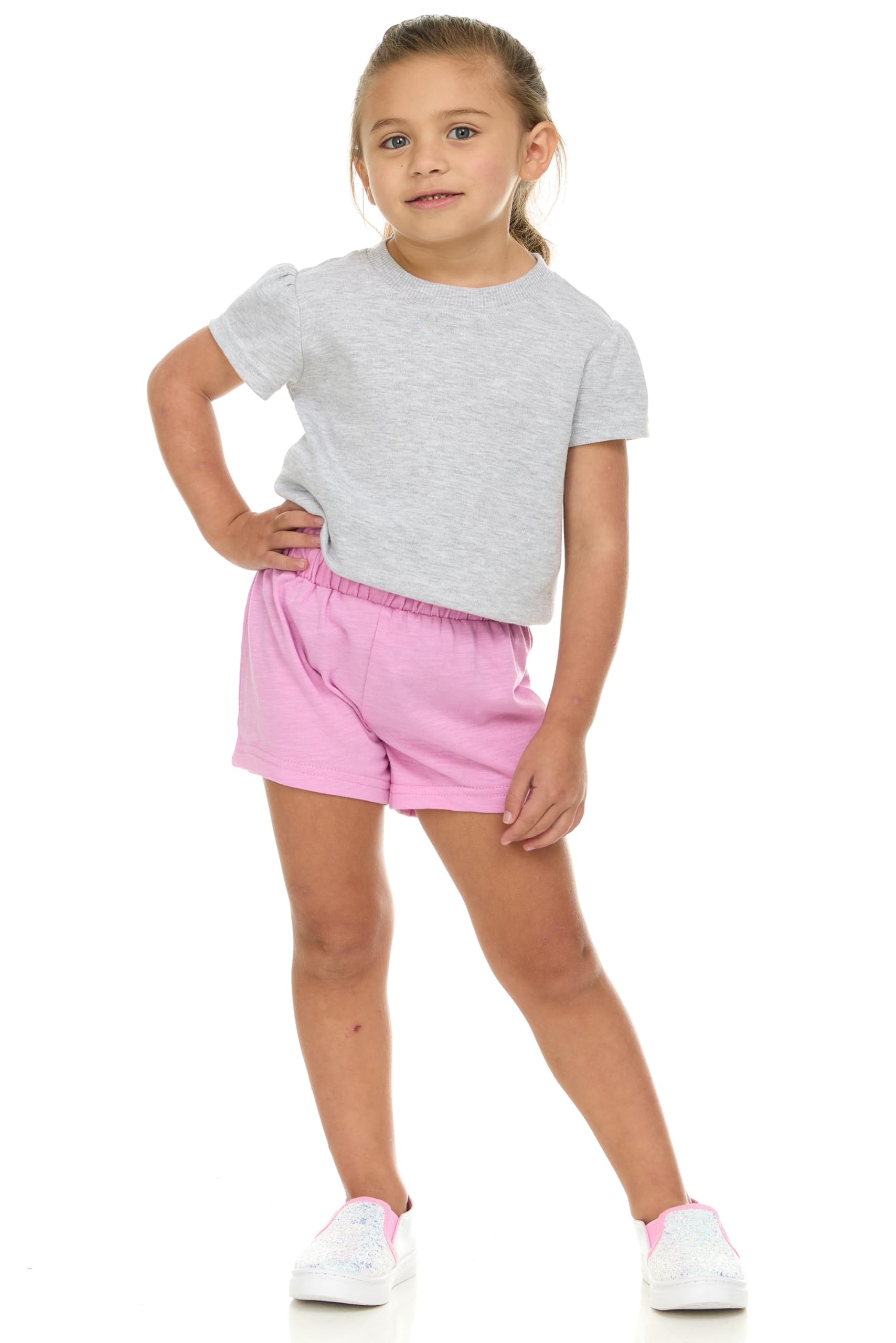 Cudlie 5-Pack Girls' Baby & Toddler Shorts – Comfortable Cotton Blend, Easy Fit, Adorable & Essential Wardrobe