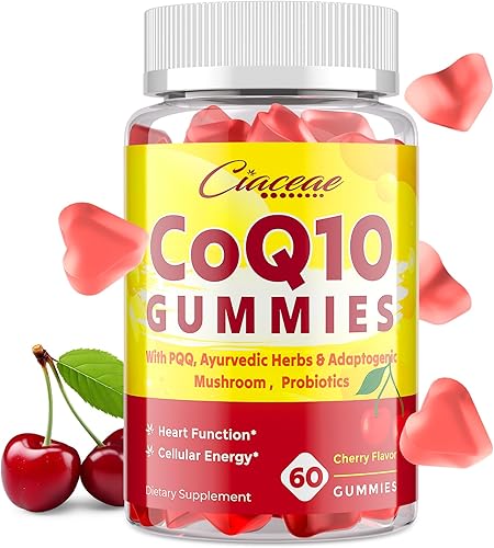Miniatura 1 de Gomitas CoQ10 con PQQ - 400 mg de coenzima Q10 de alta potencia, mejoradas con hierbas ayurvédicas, mezcla de hongos adaptogénica y probióticos para
