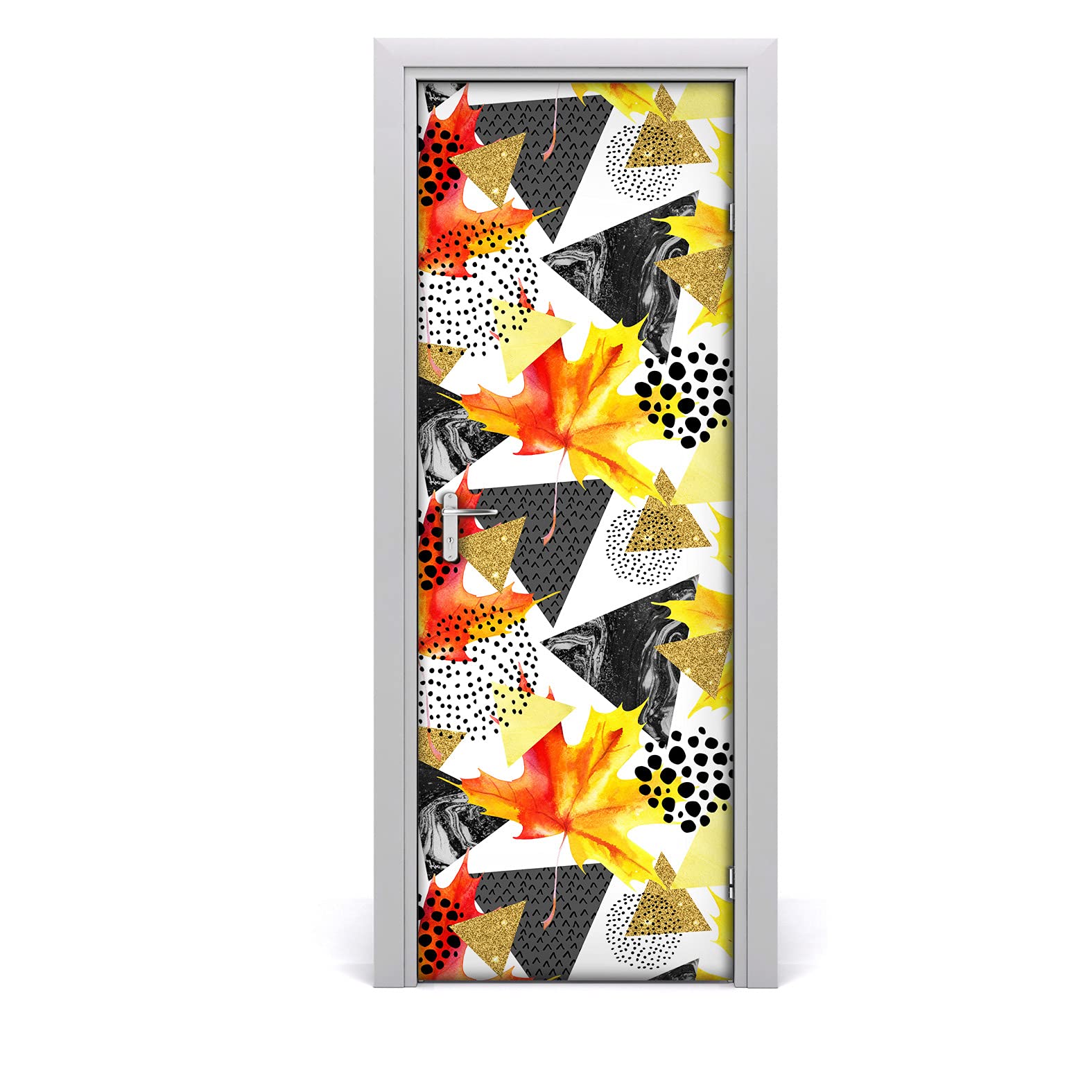 Adhesivo decorativo para puertas viejas 70x200cm vinilo extraíble geométrico otoño