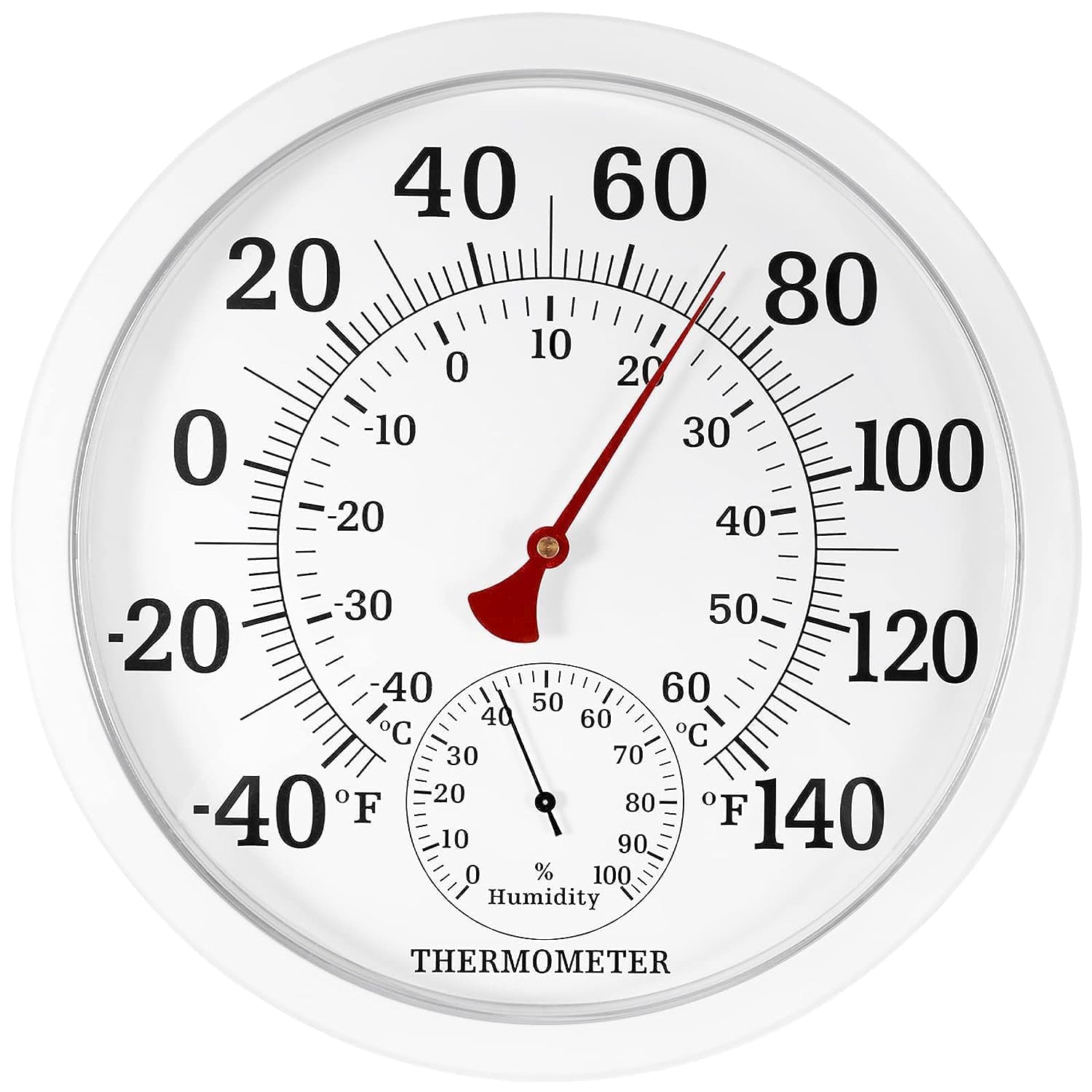 Photo 1 of 10.5 Inch Indoor Outdoor Thermometer Large Numbers - Weather Thermometer Hygrometer Waterproof, No Battery Needed Outdoor Thermometers for Patio, Home, Garden Decoration (White)