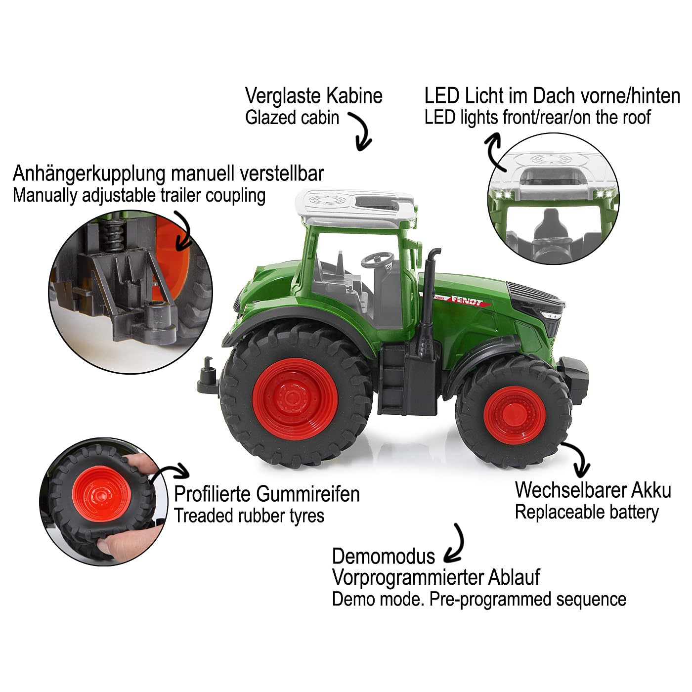 JAMARA 405340 Fendt 1050 Vario 1:24S 2,4 GHz – Tractor Fendt Vario Juguete, teledirigido Tractor RC para niños, Modelo de vehículo agrícola, Regalo para niños, Modo de demostración