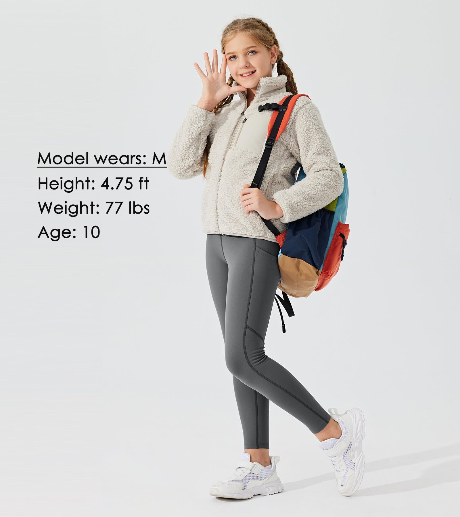 Willit Leggings con forro polar para niñas con bolsillos, resistentes al agua, mallas térmicas