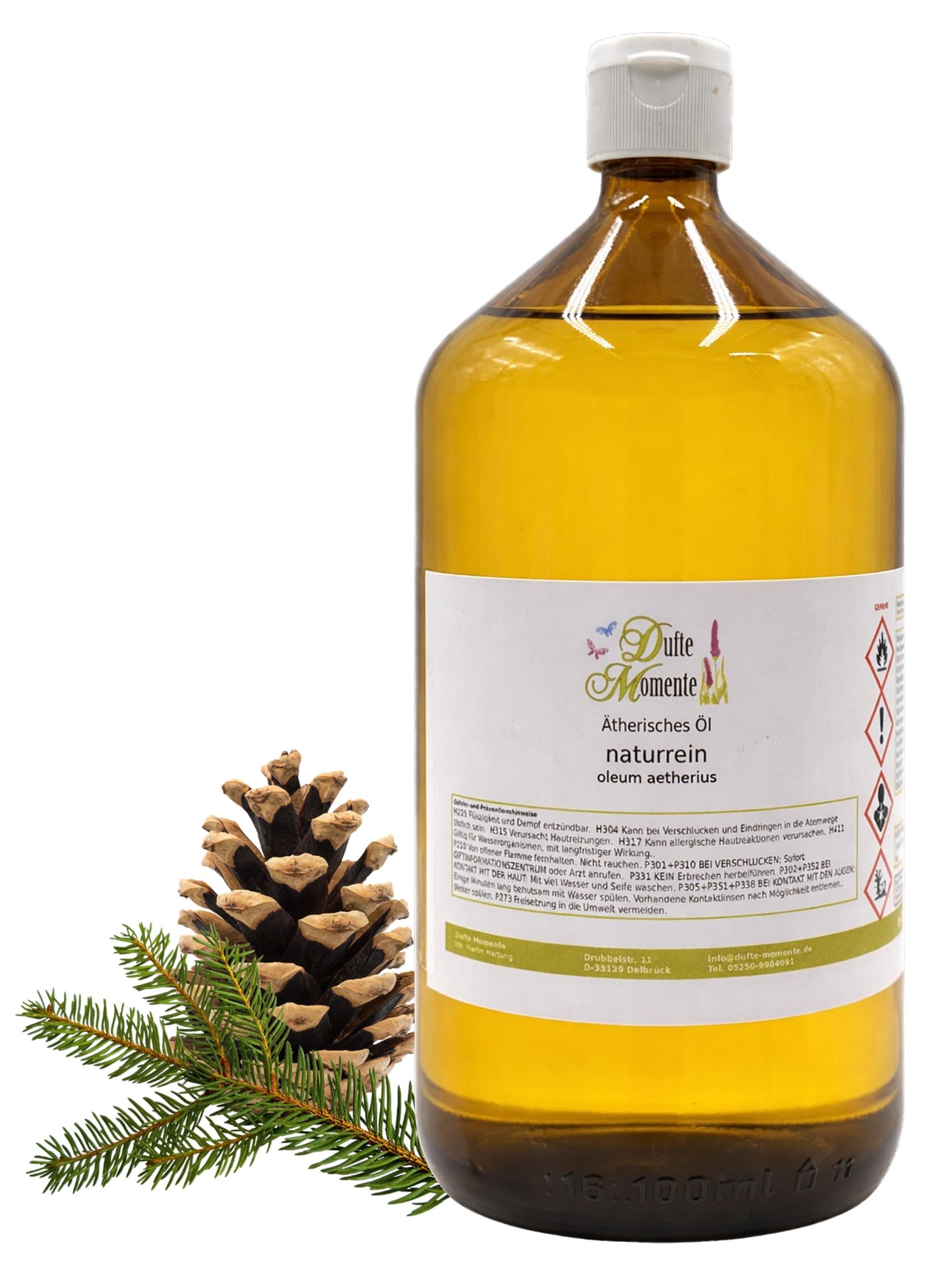 Ätherische Ölmischung Deutscher Wald 1 Liter – Edeltanne, Fichte & Kiefer – naturrein – für Saunaaufguss, Diffusor & Duftlampe