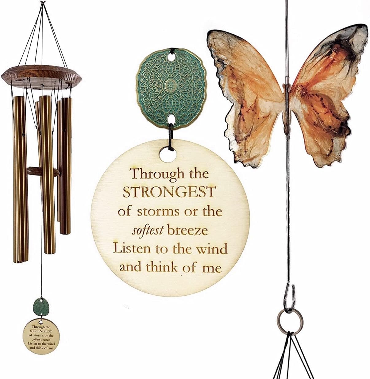 Modern Farmhouse Memorial Sympathy Craftsman Black and White Wind Chime Gift in Memory of a Loved one by Weathered Raindrop