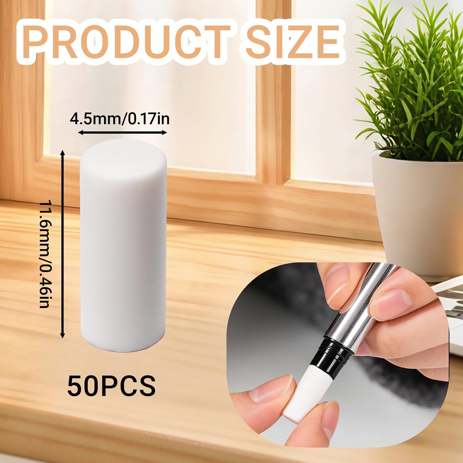 50 PCS Mechanical Pencil Eraser Refills, Refill Erasers for Propelling Pencils, White Universal Traceless Eraser Replacement for Office, Notebook, Drafting, School, Traceless, Smudge-Free image 2