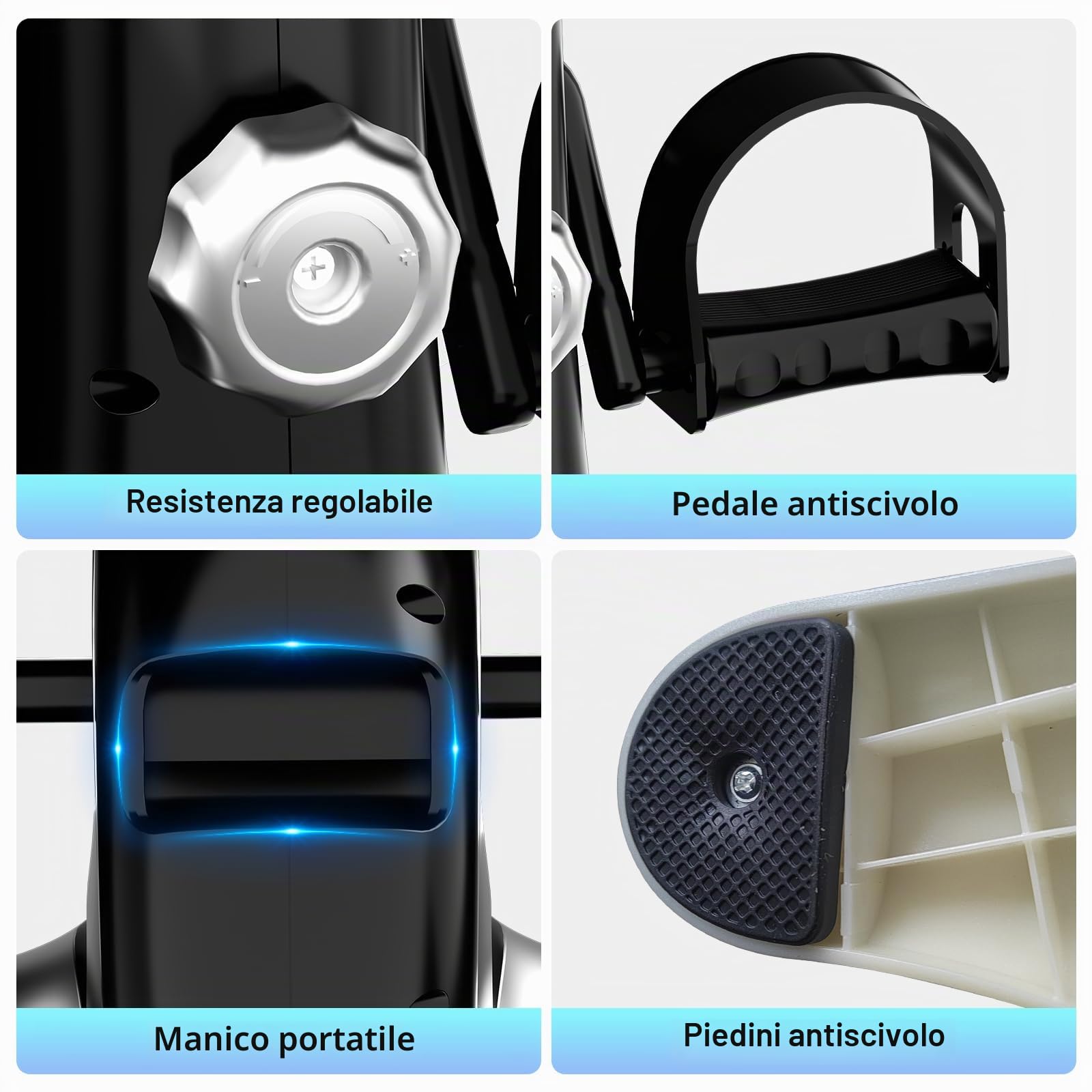TODO Mini Cyclette a Pedale per Anziani, Pedaliera Riabilitazione per Casa e Ufficio, Cyclette da Seduta Resistenza Regolabile & Cintura di Fissaggio, con LCD Display