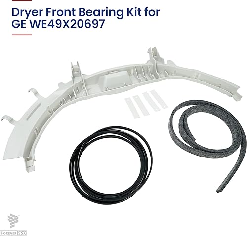 Miniatura 4 de ForeverPRO WE49X20697 para kit de rodamientos de secadora GE, 1 correa de secadora GE WE12M29, 1 fieltro de tambor frontal WE9M30, 2 guías guía