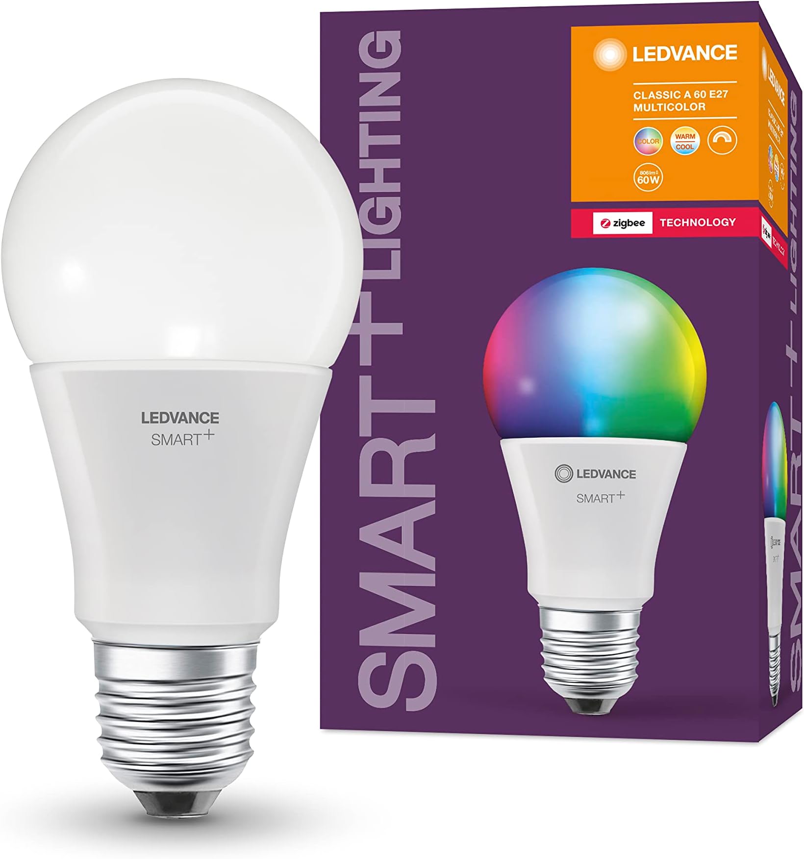 LEDVANCE Smart Home E27 ZigBee Light Bulb, Rgbw Colour Changing