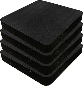 MUSCLE FACTORY Treadmill Mat Anti-Vibration Soundproofing Rubber Mat Rubber Pad Cushion Power Rack Weight Machine Piano Speaker Floor Scratch Protection 15cm Square 15mm Thick Rounded Corner Black
