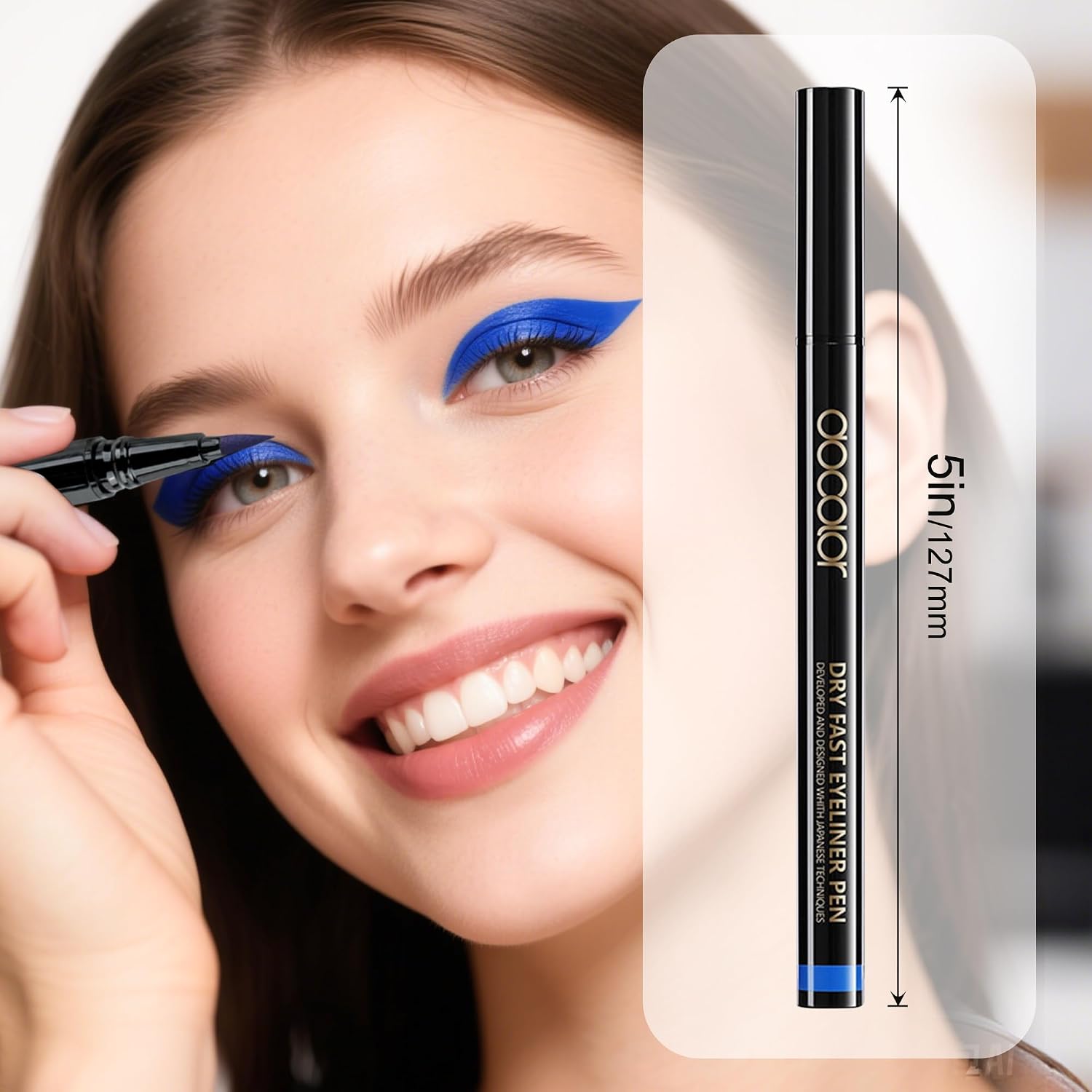 docolor Eyeliner, 2PCS Blue Liquid Eyeliner Waterproof Eye Liner Pen Super Slim Precise All Day Blue Eye Pencils Professional Makeup Liquid Eye Liner Pencil for Women image 3