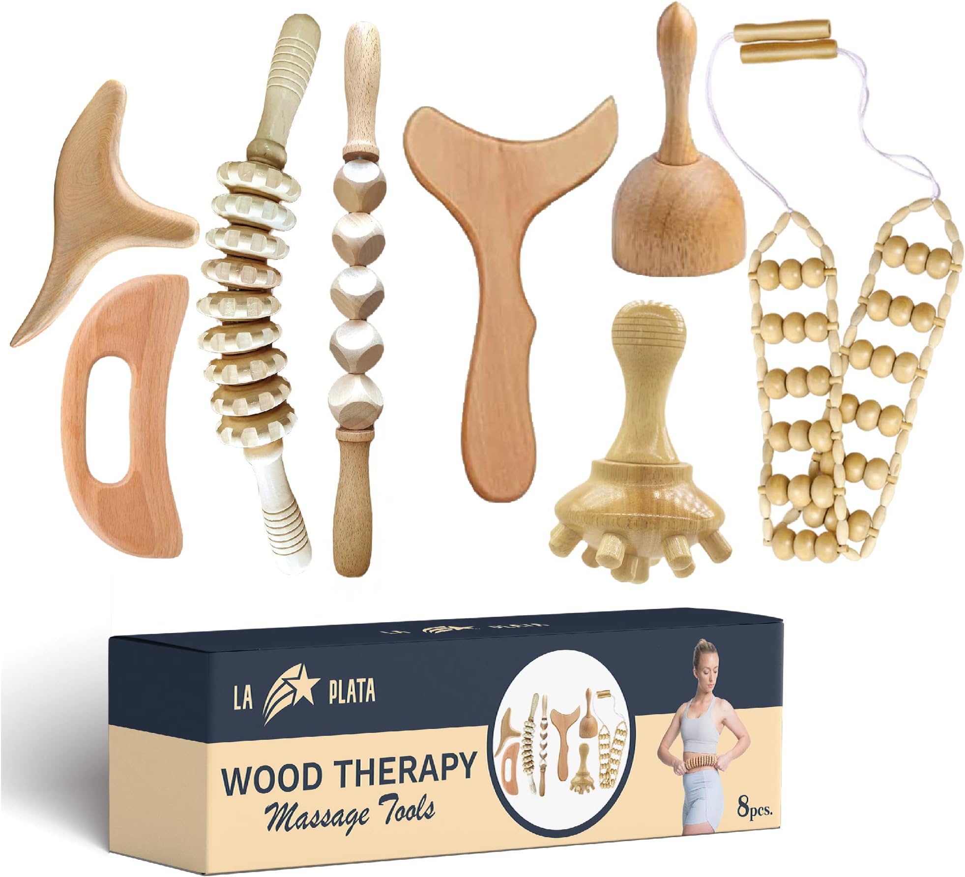 Wood Therapy Massage Tools -Lymphatic Drainage Massage- Maderoterapia Kit - Massage Body Sculpting Tools for Body Sculpting Anti-Cellulite