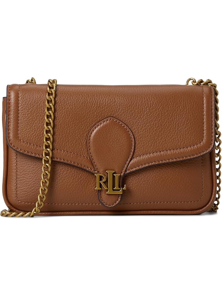 Tan Lauren Ralph Lauren Pebbled Leather Bradley Crossbody Wallet