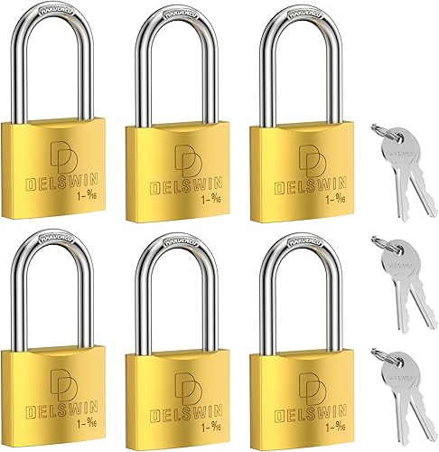DELSWIN Candado resistente a la intemperie con llave (con llave similar)  Cerradura de casillero de latón macizo resistente con grillete largo de