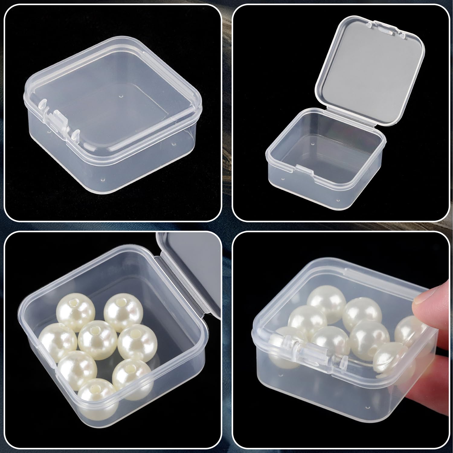 Prmape 48 Pieces Small Storage Box with Lid, 4.5 * 4.5 * 2cm Mini Rectangular Plastic Boxes - Image 3