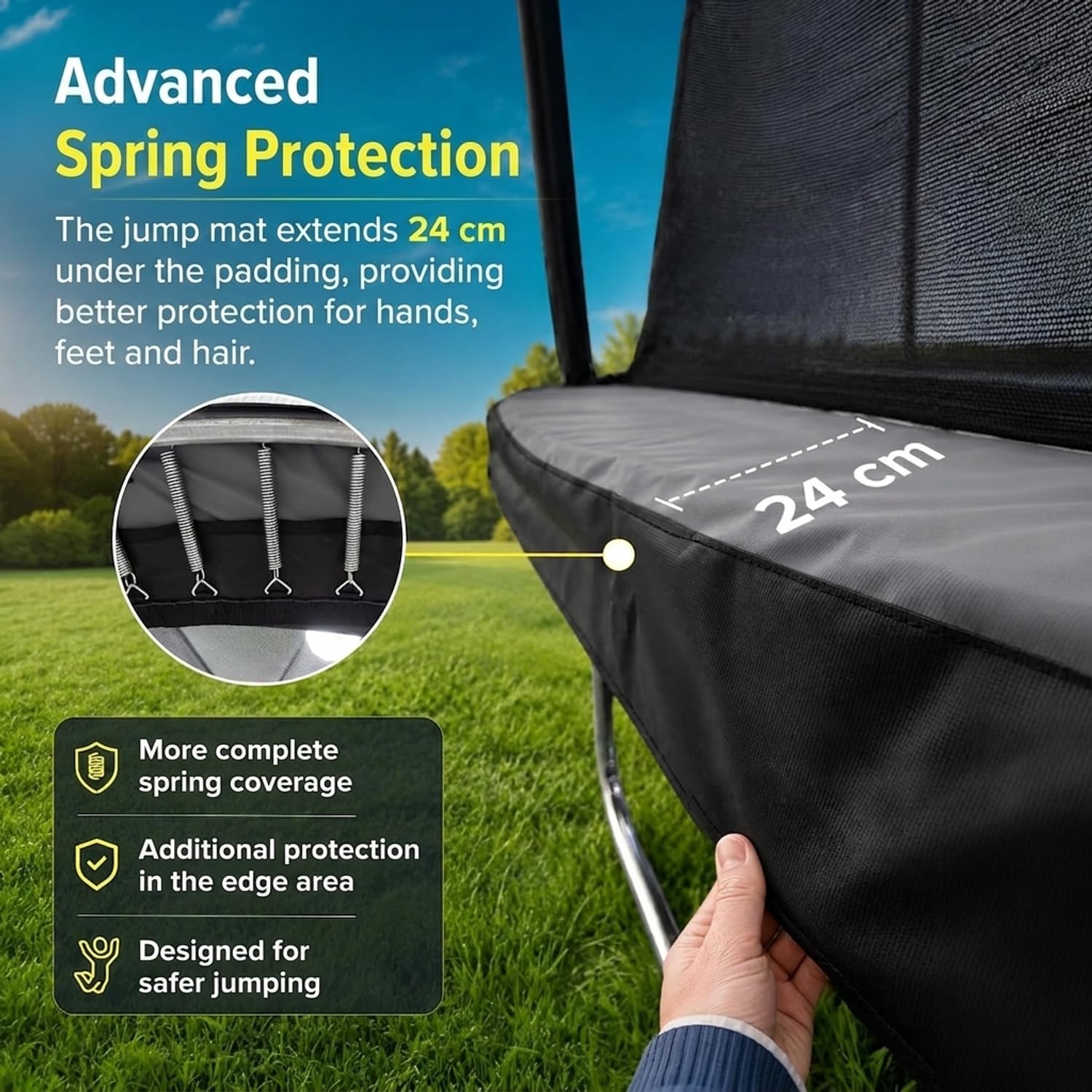 North Trampoline Pioneer Trampolin Outdoor mit Sicherheitsnetz – Prämie Gartentrampolin für Outdoor – Hohe Sprungkraft mit S400-Federn – Werkzeugloser Aufbau – Robuster Rahmen – Für Kinder & Familie