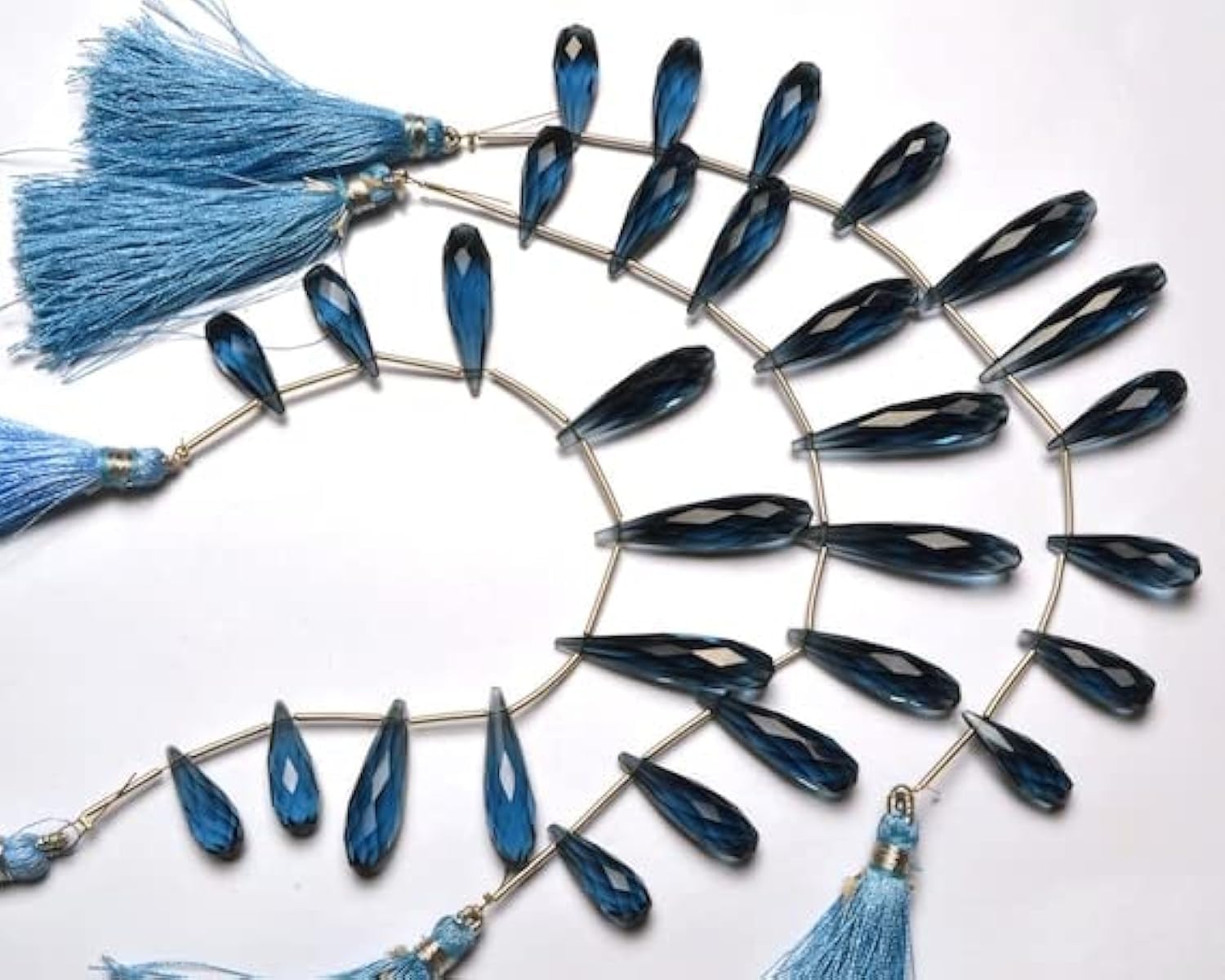Quartz hydro bleu de Londres en perles briolettes gouttes facettées de 17-32 mm pour bricolage DIY