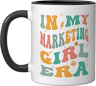 In My Marketing Girl Era Groovy Digital Marketer Ceramic Mug, Black/White