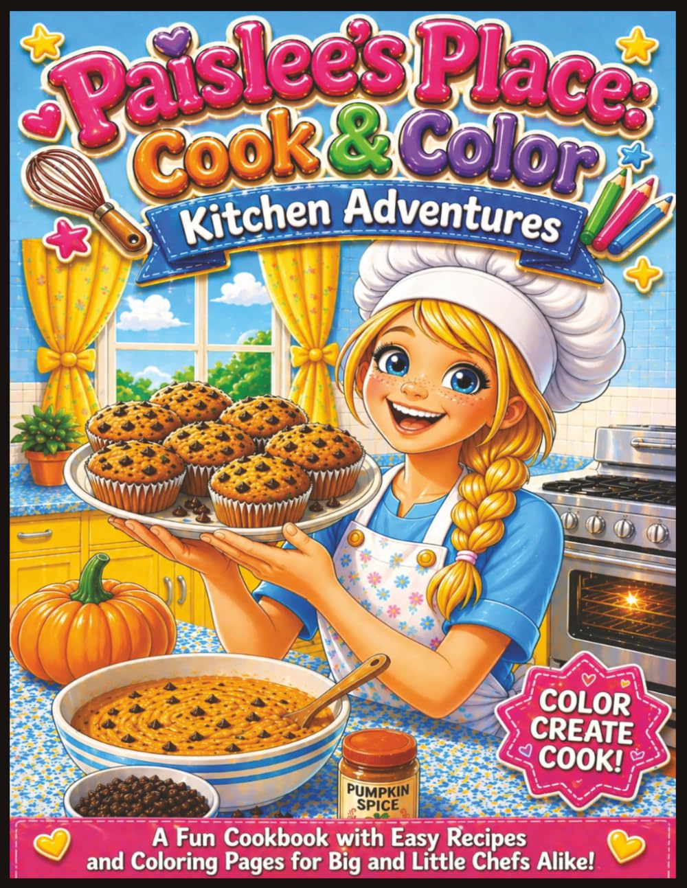 Paislee's Place: Cook & Color Kitchen Adventures - A Fun and Educational Coloring Book + Cookbook: 68 Fun & Easy Kitchen Cooking & Baking Scenes and Recipes - Coloring Pages for ALL AGES