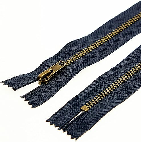 Miniatura 5 de Leekayer Jeans Cremallera 5# 9 pulgadas Latón Cremallera 9.1 in Metal Navy Cremallera Cinta Cierre Cierre Cremallera Extremo Cremallera Para Costura