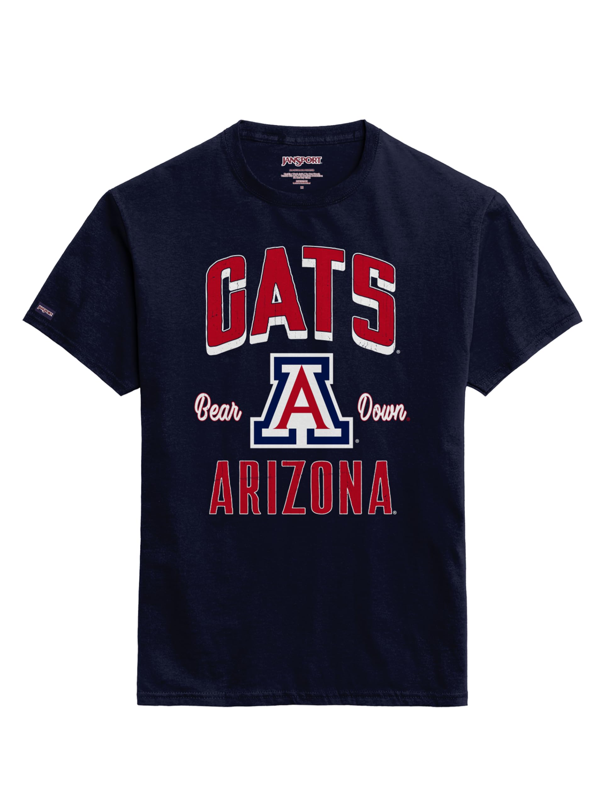 JanSport NCAA Officially Licensed Campus Short Sleeve T Shirt for Men, Soft &amp; Breathable Pre-Shrunk Cotton Crewneck T Shirt
