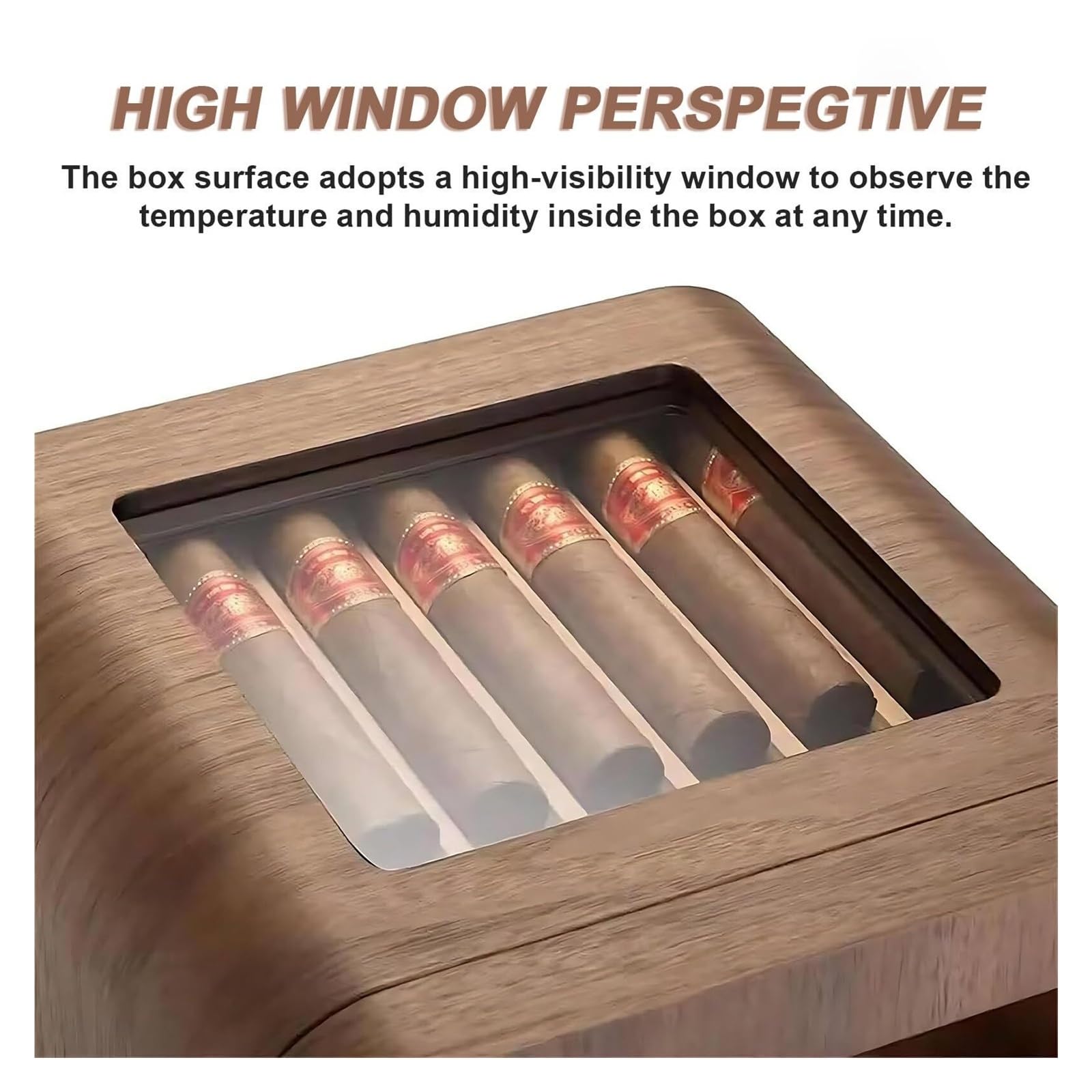 Humidor for sigari - 110 sigari, umidificatore e igrometro, Desktop(B,Withoutskylight)