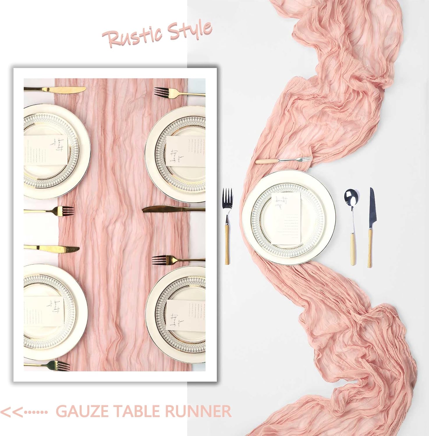 12 Pack Blush Pink Table Runner Cheesecloth 10Ft Easter Spring Gauze Cheese Cloth Table Runner 35x120 Inch Boho Sheer Rustic Fabric for Holiday Party Decor Baby Shower Wedding Decorations