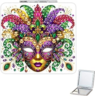 Mask-3 Special Shaped 5D DIY Diamond Art Compact Mirror Kit Bedroom Wall Decor for Adults Beginners Craft Lovers Handmade Gift Stress Relief Mosaic Art